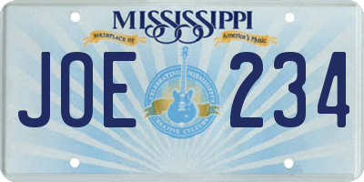 MS license plate JOE234