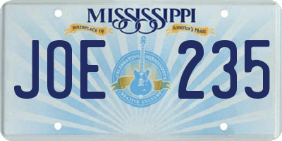 MS license plate JOE235