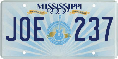 MS license plate JOE237