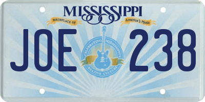MS license plate JOE238