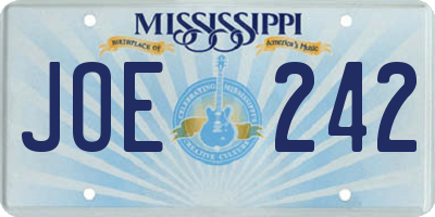 MS license plate JOE242