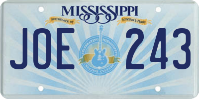 MS license plate JOE243