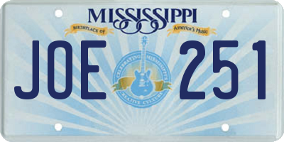 MS license plate JOE251