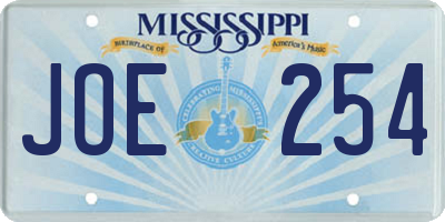 MS license plate JOE254