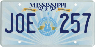 MS license plate JOE257