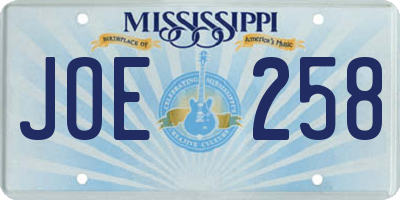 MS license plate JOE258