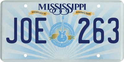 MS license plate JOE263