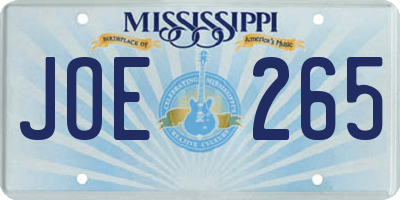 MS license plate JOE265