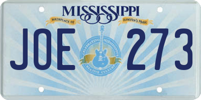 MS license plate JOE273