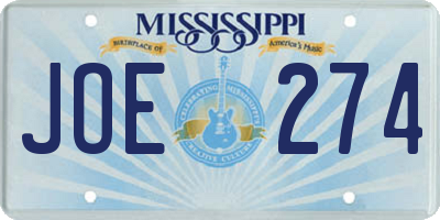 MS license plate JOE274