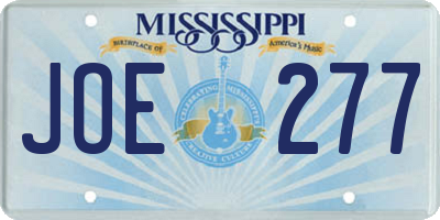 MS license plate JOE277