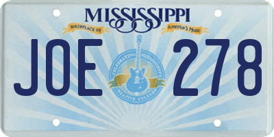 MS license plate JOE278