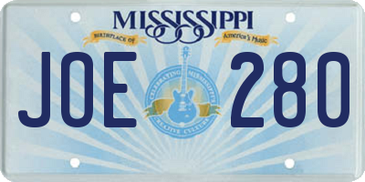 MS license plate JOE280