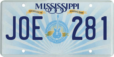 MS license plate JOE281