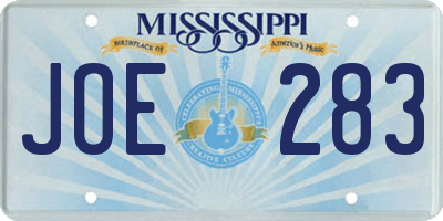 MS license plate JOE283