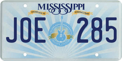 MS license plate JOE285