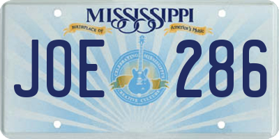 MS license plate JOE286