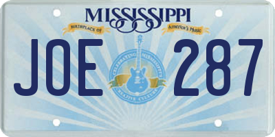 MS license plate JOE287