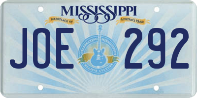 MS license plate JOE292