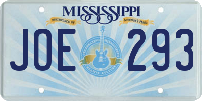 MS license plate JOE293