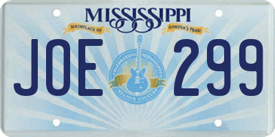 MS license plate JOE299