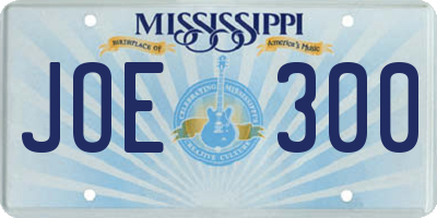 MS license plate JOE300