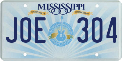 MS license plate JOE304