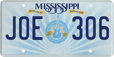 MS license plate JOE306