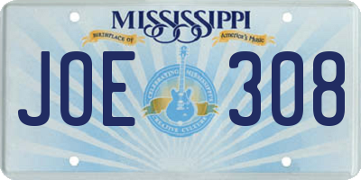 MS license plate JOE308