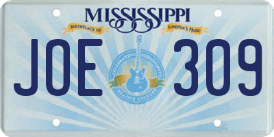 MS license plate JOE309