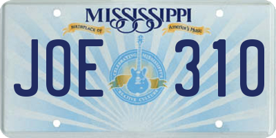 MS license plate JOE310