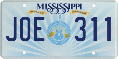 MS license plate JOE311