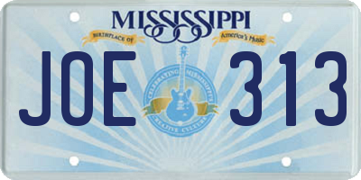 MS license plate JOE313