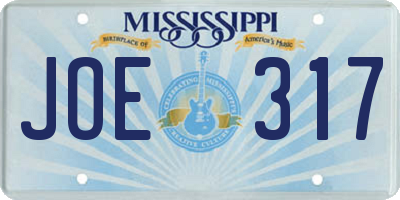 MS license plate JOE317