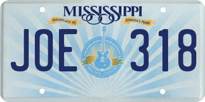 MS license plate JOE318