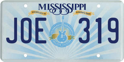 MS license plate JOE319