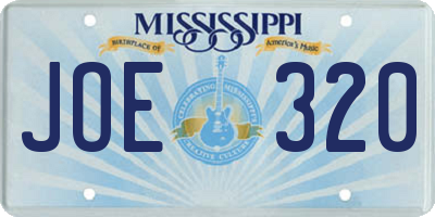 MS license plate JOE320