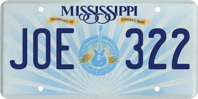 MS license plate JOE322
