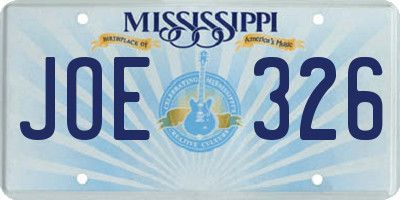 MS license plate JOE326