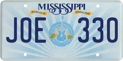 MS license plate JOE330