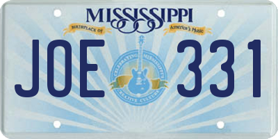 MS license plate JOE331