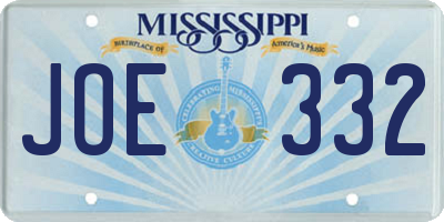 MS license plate JOE332