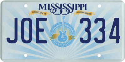 MS license plate JOE334
