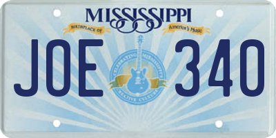 MS license plate JOE340