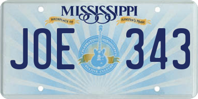MS license plate JOE343