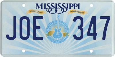MS license plate JOE347