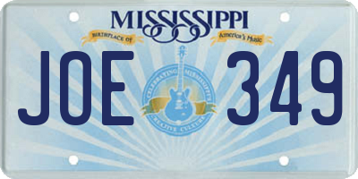 MS license plate JOE349