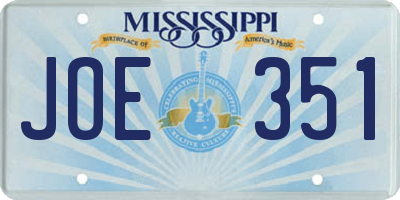 MS license plate JOE351