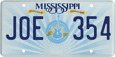 MS license plate JOE354