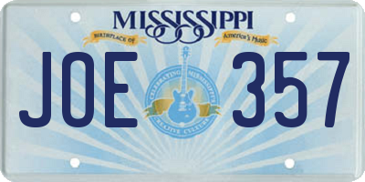 MS license plate JOE357